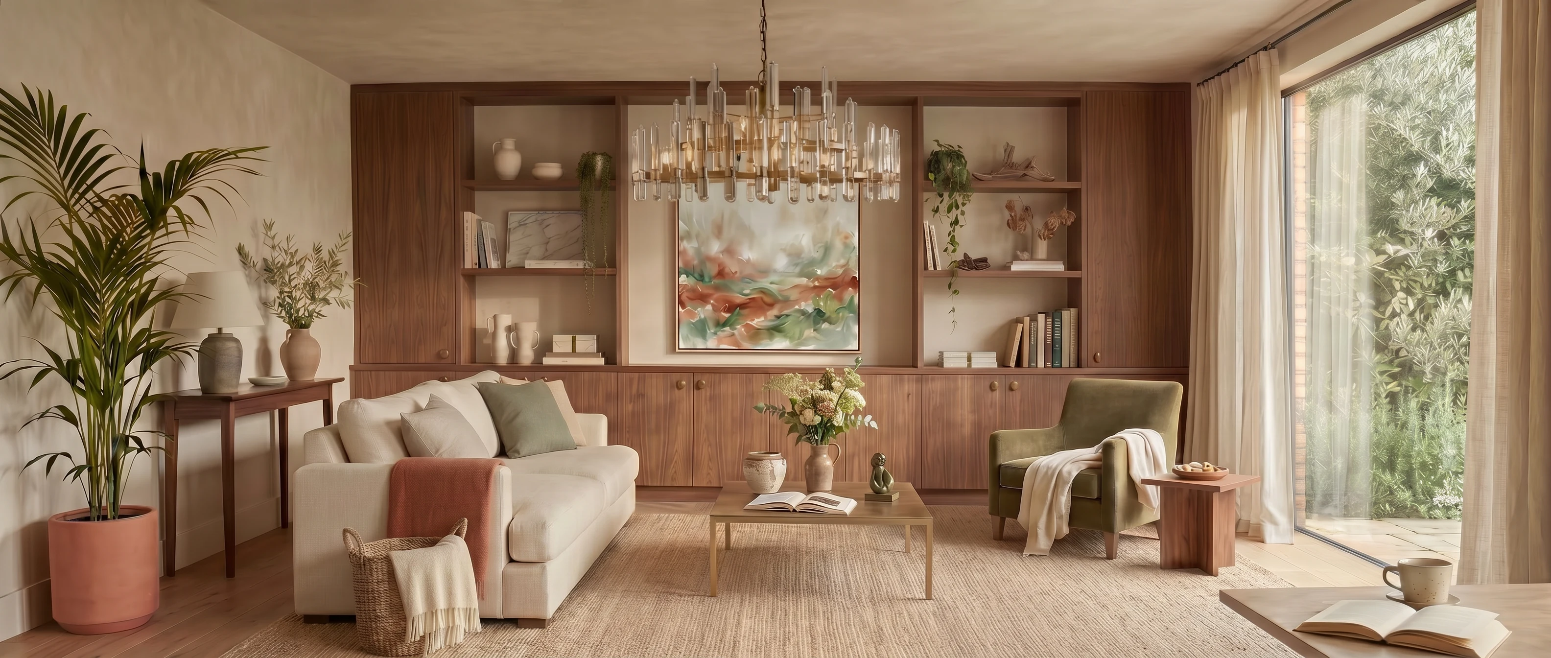 A sunlit living room designed by Suze Patel Interiors
